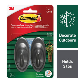 Command Outdoor Medium Slate Terrace Hooks 17086S-AWES