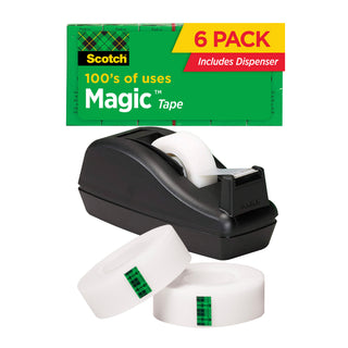 Scotch® Magic Tape Deal 810C40BK 3/4 in x 1000 in 6pk w/C-40 BlackDispenser