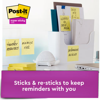 Post-it® Super Sticky Notes 3321-SSCY, 3 in x 3 in Canary Yellow 45 sh 3pds/pk