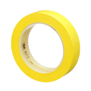 3M Vinyl Tape 471, Yellow, 1 in x 36 yd, 5.2 mil, 36 Roll/Case, HeatTreated