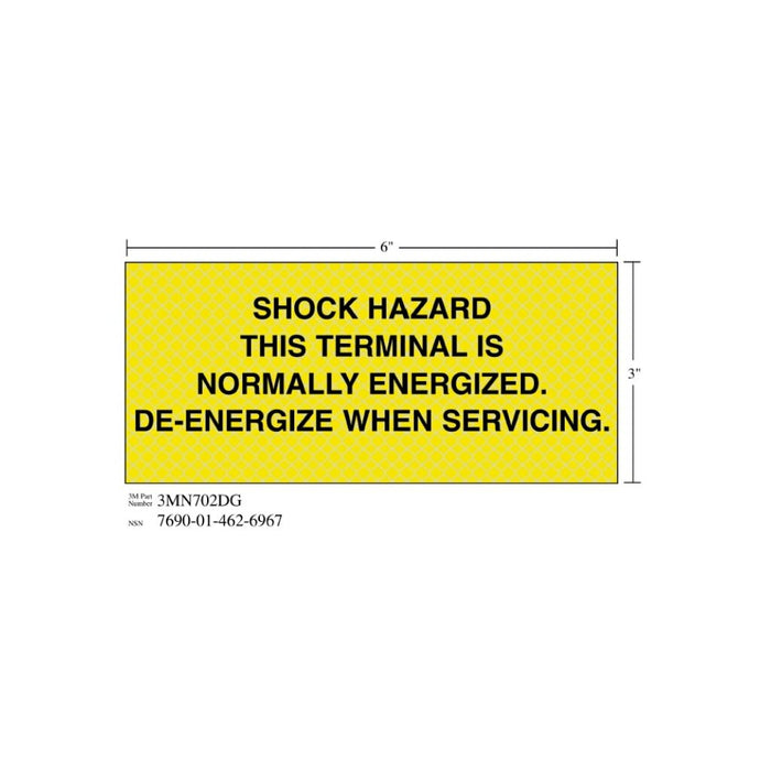 3M Diamond Grade Electrical Sign 3MN702DG, "SHOCK…SERVICING", 7 in x 3inage