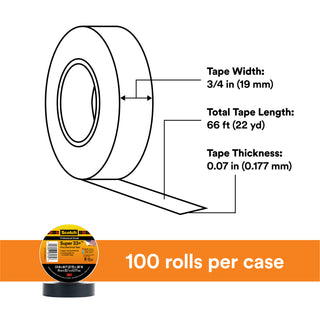 Scotch® Super 33+ Vinyl Electrical Tape, 3/4 in x 66 ft, 1-1/2 in Core,Black