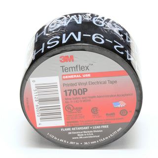 3M Temflex Mining-Grade Vinyl Electrical Tape 1700P, 3/4 in x 66 ft,Printed