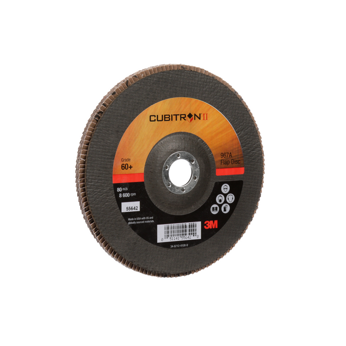 3M Cubitron II Flap Disc 967A, 60+, T27, 7 in x 7/8 in, Giant