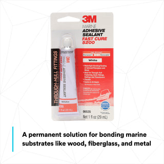 3M Marine Adhesive Sealant 5200FC, Fast Cure, White, 1 oz Tube