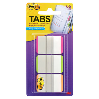 Post-it® Durable Tabs 686L-PGO, 1 in. x 1.5 in. (25,4 mm x 38,1 mm)Pink, Green