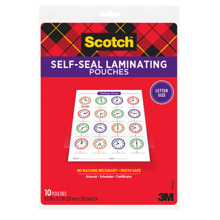 Scotch Self-Sealing Laminating Pouches LS854-10G, 9.0 in x 11.5 in x 0in