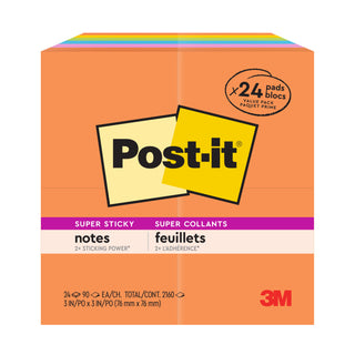 Post-it® Super Sticky Notes 654-12SSAU+4, 3 in x 3 in (76 mm x 76 mm)