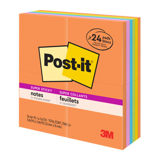 Post-it® Super Sticky Notes 654-12SSAU+4, 3 in x 3 in (76 mm x 76 mm)