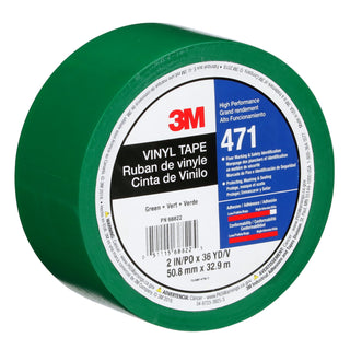 3M Vinyl Tape 471, Green, 3 in x 36 yd, 5.2 mil, 12 Roll/Case