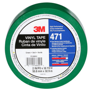 3M Vinyl Tape 471, Green, 3 in x 36 yd, 5.2 mil, 12 Roll/Case