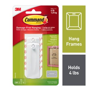 Command Sawtooth Picture Hangers, 2 hangers, 4 strips 17040-2ES