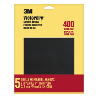 3M Wetordry Sanding Sheets 9085NA, 9 in x 11 in, 400 grit, 5 sheets/pk