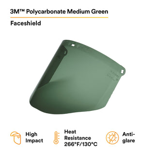 3M Polycarbonate Medium Green Faceshield Window WCP96B 82601-00000