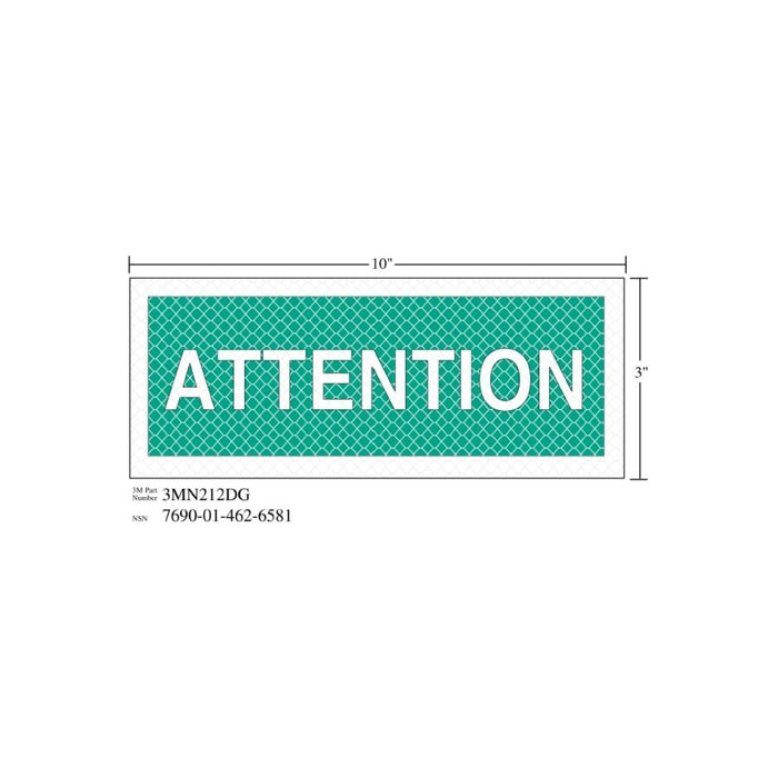 3M Diamond Grade Safety Sign 3MN212DG, "ATTENTION", 10 in x 3 inage