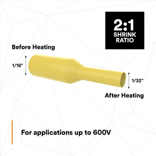 3M Heat Shrink Thin-Wall Tubing FP-301-1/16-Yellow-1000`: 1000 ft spoollength