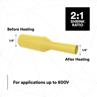 3M Heat Shrink Thin-Wall Tubing FP-301-1/4-Yellow-200`: 200 ft spoollength