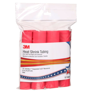 3M Thin-Wall Heat Shrink Tubing EPS-300, Adhesive-Lined, 1-6"-Red