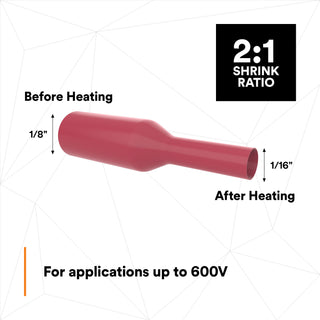 3M Heat Shrink Thin-Wall Tubing FP-301-1/8-48"-Red-250 Pcs, 48 inLength sticks