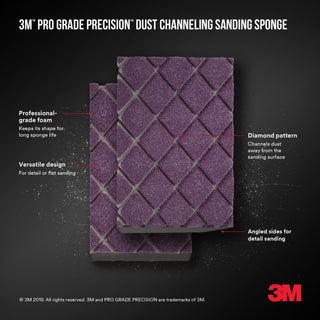 3M Pro Grade Precision Dust Channeling Block Sanding Sponge 180 grit
Fine