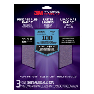 3M Pro Grade Precision Faster Sanding Sanding Sheets 100 grit Medium,
26100TRI-3