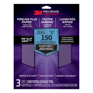 3M Pro Grade Precision Faster Sanding Sanding Sheets 150 grit Medium,
26150TRI-3