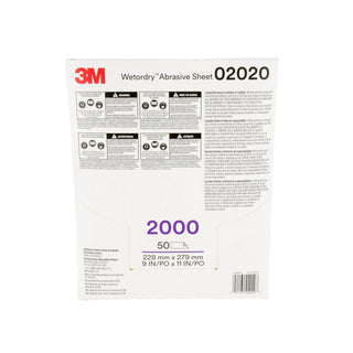 3M Wetordry Abrasive Sheet, 02020, 2000, 9 in x 11 in, 50 sheets per
carton