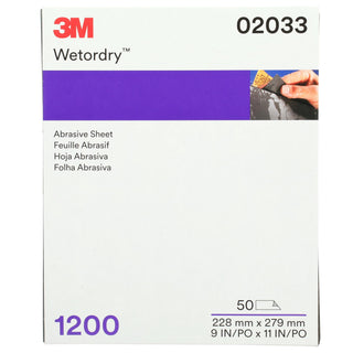 3M Wetordry Abrasive Sheet 401Q, 02033, 1200, 9 in x 11 in, 50 sheets
per carton