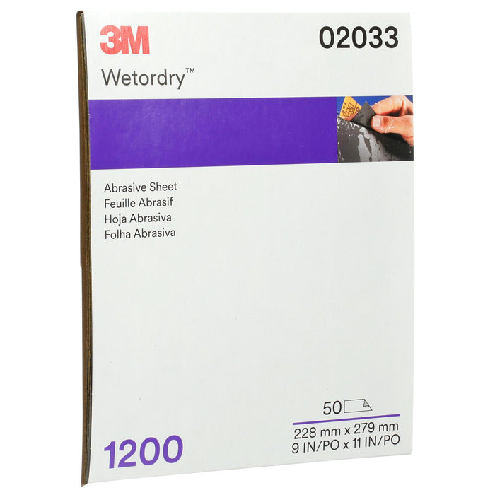 3M Wetordry Abrasive Sheet 401Q, 02033, 1200, 9 in x 11 in, 50 sheets
per carton
