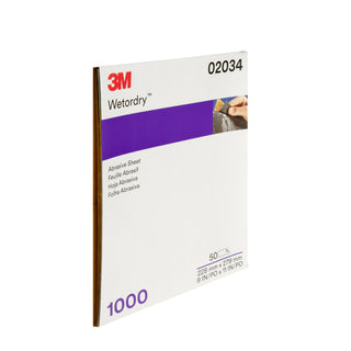 3M Wetordry Abrasive Sheet, 02034, 1000, 9 in x 11 in, 50 sheets percarton