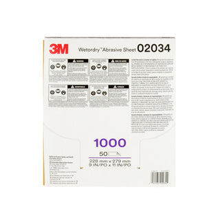 3M Wetordry Abrasive Sheet, 02034, 1000, 9 in x 11 in, 50 sheets percarton