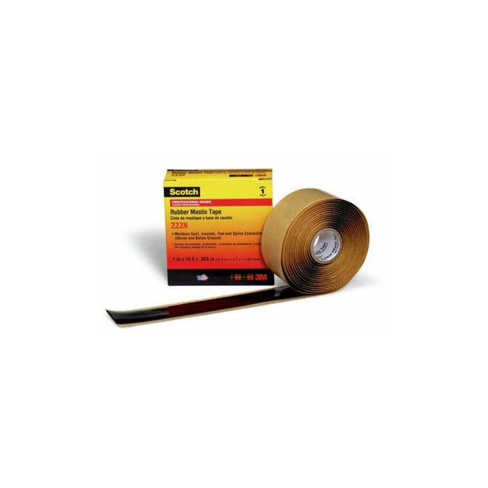 Scotch® Rubber Mastic Tape 2228, 2 in x 3 ft, Black, 1 roll/carton