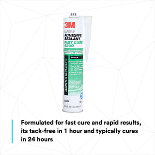 3M Marine Adhesive Sealant 4200FC, Fast Cure, White, 295 mL Cartridge