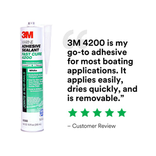 3M Marine Adhesive Sealant 4200FC, Fast Cure, White, 295 mL Cartridge