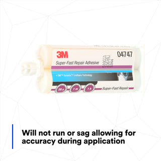 3M Super-Fast Repair Adhesive, 04747, Amber, 47.3 mL Cartridge, 6 percase