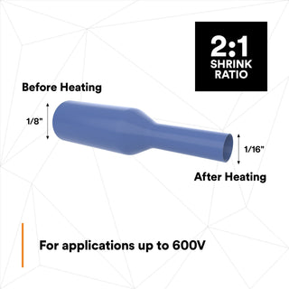 3M Heat Shrink Thin-Wall Tubing FP-301-1/8-Blue-500', 500 ft Length perspool