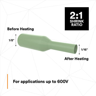 3M Heat Shrink Thin-Wall Tubing FP-301-1/8-Green-500`: 500 ft spoollength