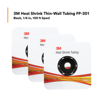 3M Heat Shrink Thin-Wall Tubing FP-301-1/4-Black-100': 100 ft spoollength