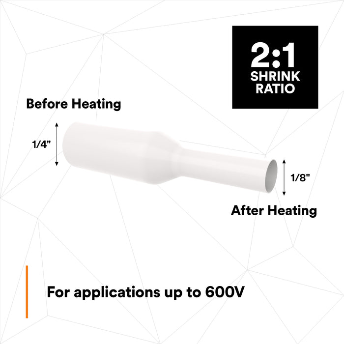 3M Heat Shrink Thin-Wall Tubing FP-301-1/4-White-200', 200 ft Lengthper spool
