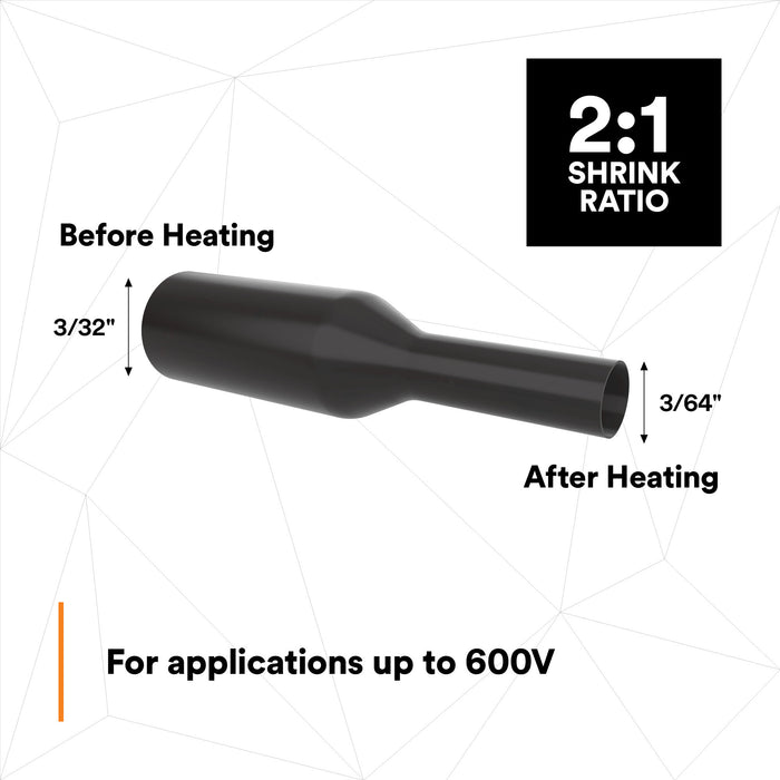 3M Heat Shrink Thin-Wall Tubing FP-301-3/32-Black-500`: 500 ft spoollength