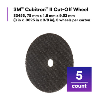 3MCubitronII Cut-Off Wheel, 33455, 75 mm x 1.6 mm x 9.53 mm