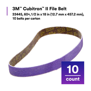 3M Cubitron II File Belt, 33445, 60+, 1/2 in x 18 in (12.7 mm x 457.2mm)