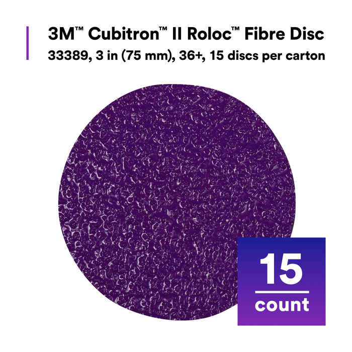 3M Cubitron II Roloc Fibre Disc 786C, 33389, 3 in (75 mm), 36+