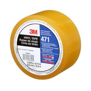 3M Vinyl Tape 471, Transparent, 2 in x 36 yd, 5.2 mil, 24 Roll/Case