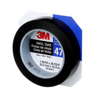 3M Vinyl Tape 471, Black, 1 in x 36 yd, 5.2 mil, 36 Roll/Case