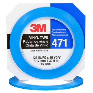 3M Vinyl Tape 471, Blue, 1/8 in x 36 yd, 5.2 mil