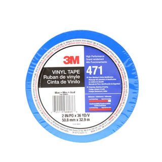 3M Vinyl Tape 471, Blue, 2 in x 36 yd, 5.2 mil, 24 rolls per case