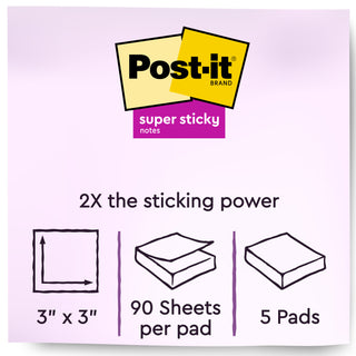 Post-it® Super Sticky Recycled Notes 654-5SSNRP