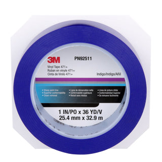 3M Vinyl Tape 471+, Indigo, 1 in x 36 yd, 5.3 mil, 36 rolls per case,PN2511