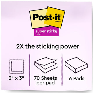 Post-it® Super Sticky Recycled Notes 654-6SST